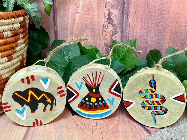 Tarahumara Painted Drum Ornaments