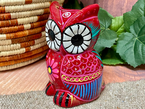 Mexican Hand Painted Clay Pottery -Owl