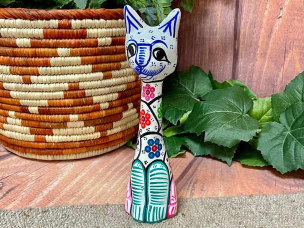 Hand Painted Mexican Long Neck Cat