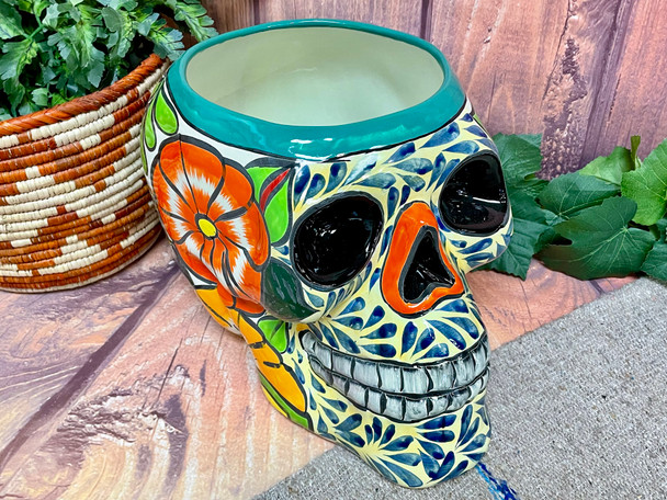 Hand Painted Mexican Skull Planter