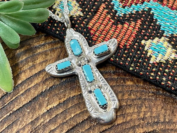 Native American Silver Cross Necklace