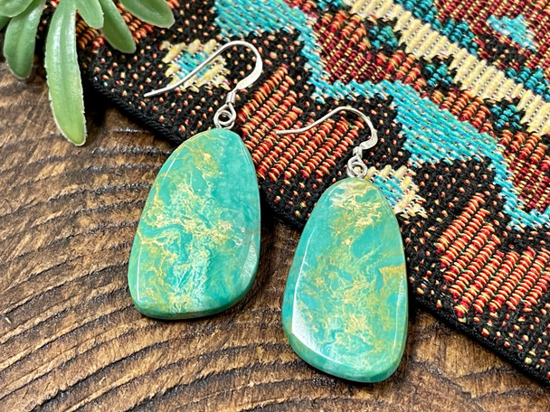 Navajo Turquoise Slab Earrings