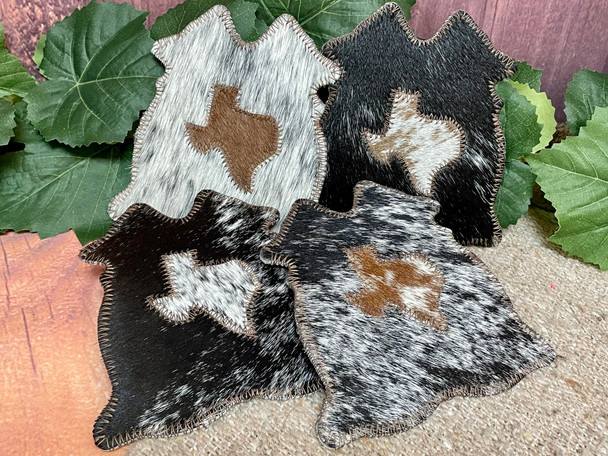 Texas Cowhide Coasters -Set of 4