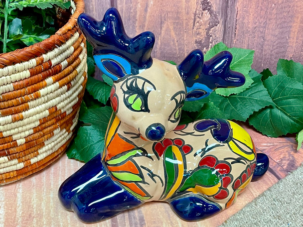 Hand Painted Talavera Reindeer -Lying