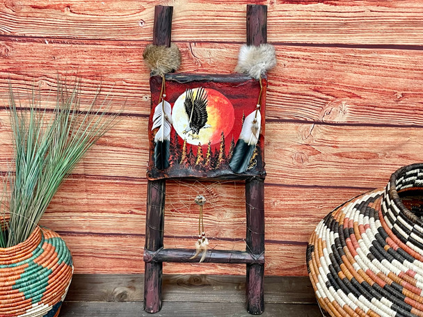 Hand Painted Kiva Ladder -Eagle