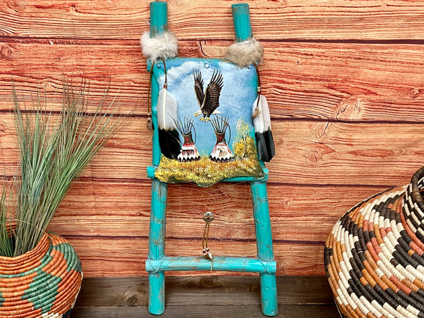 Hand Painted Kiva Ladder -Eagle