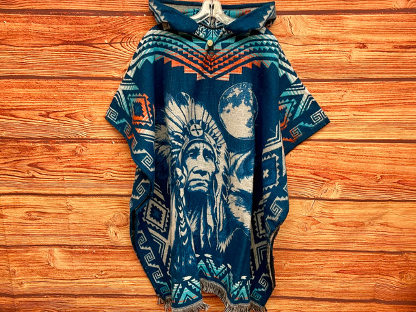 Southwest Style Woven Blanket Poncho