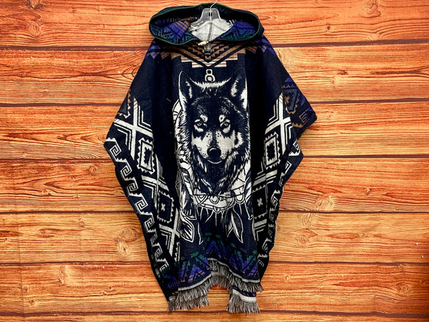 Southwest Style Woven Blanket Poncho