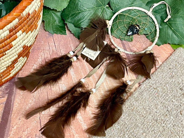 Navajo Deer Skin Dreamcatcher 4" 