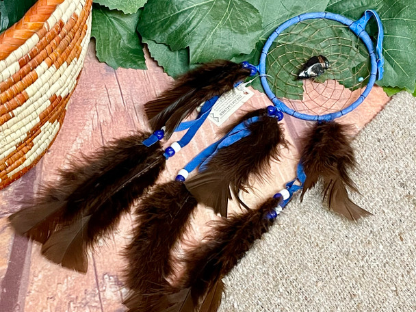 Navajo Deer Skin Dreamcatcher 4" 