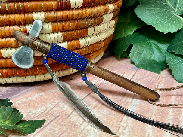 Miniature Navajo Indian War Axe 6" -Blue