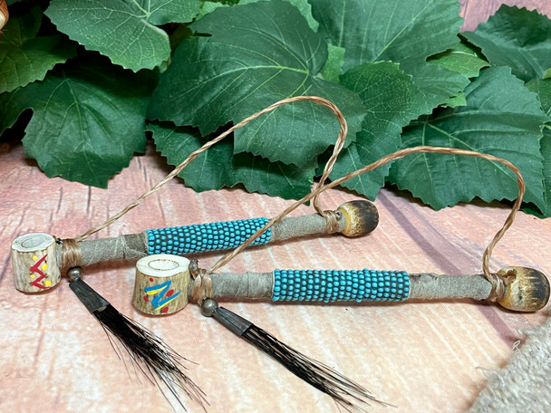 Navajo Beaded Antler Pipe -Turquoise