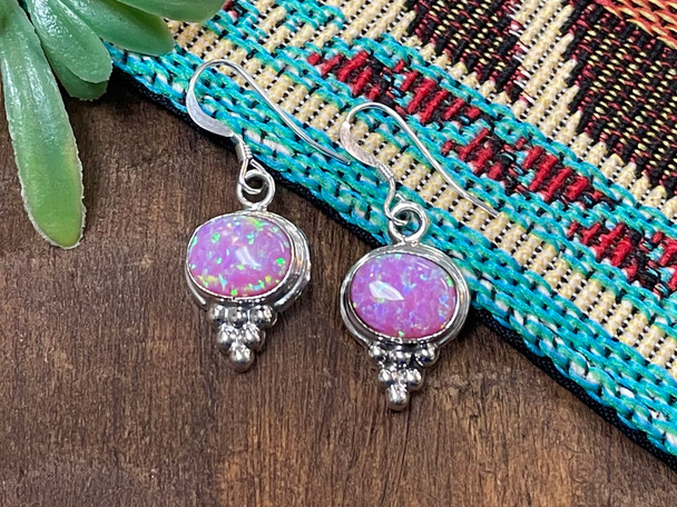 Navajo Indian Opal and Silver Earrings