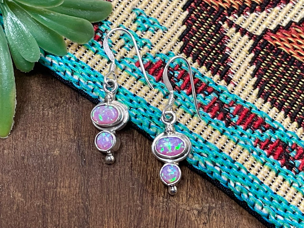 Navajo Indian Opal and Silver Earrings