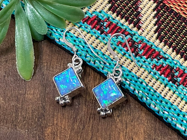 Navajo Indian Opal and Silver Earrings