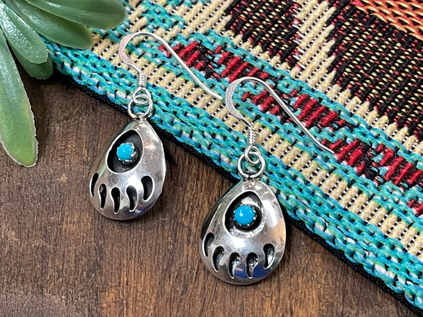 Navajo Indian Turquoise and Silver Earrings