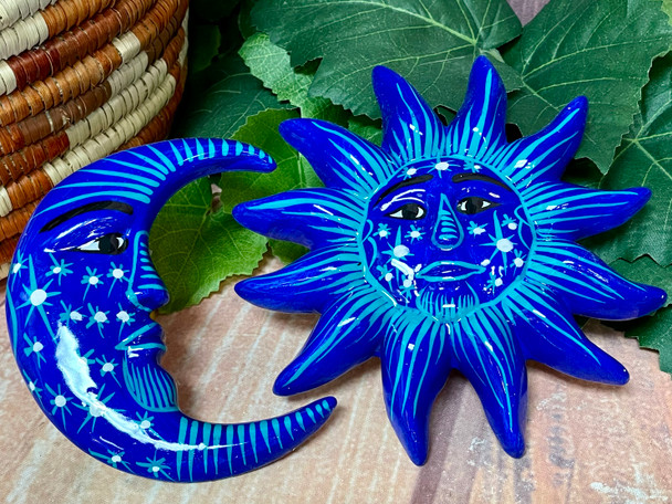 Mexican Clay Sun and Moon 2 Piece Set