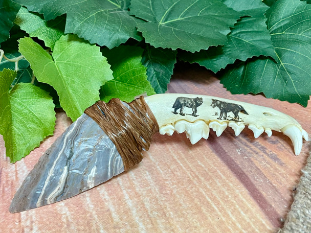 Creek Indian Stone Blade Jawbone Knife