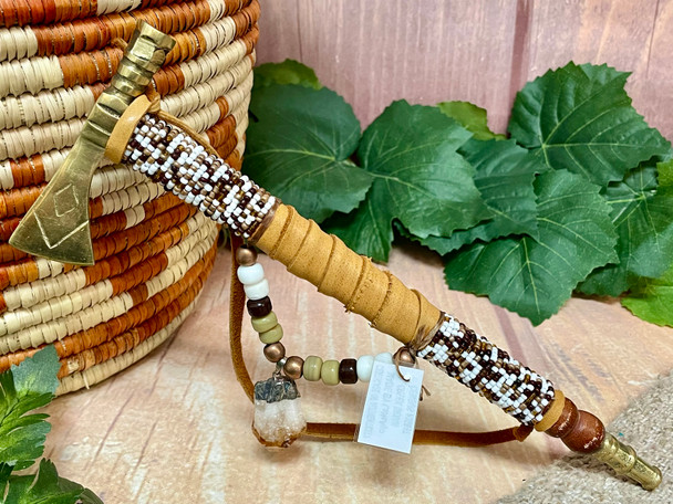 Creek Indian Brass Tomahawk Pipe