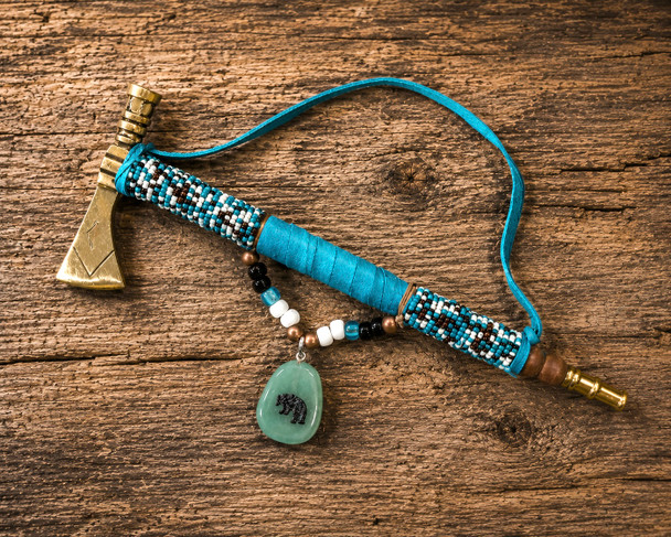 Creek Indian Brass Tomahawk Pipe