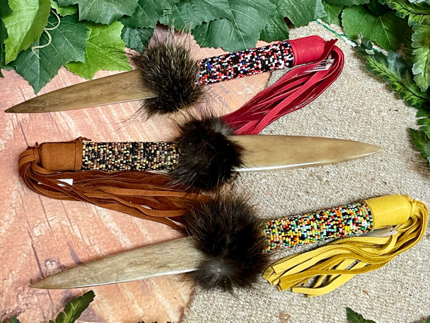Creek Indian Beaded Bone Knife -Assorted