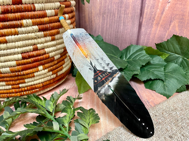 Hand Painted Smudging Feather -Navajo