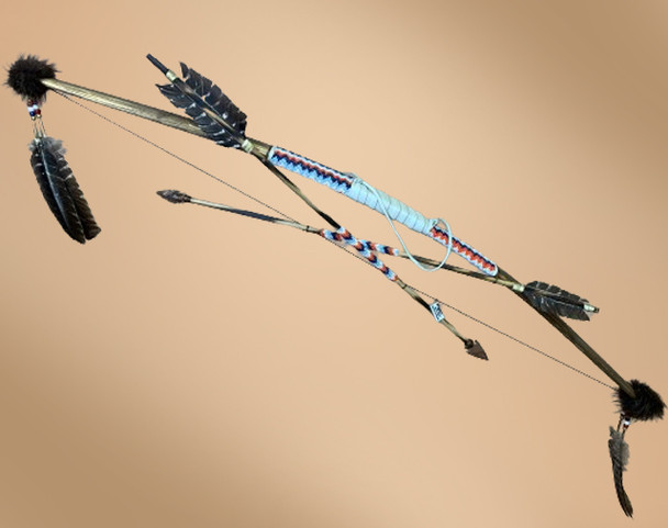 Creek Indian Bead Wrapped Bow & Arrow Set