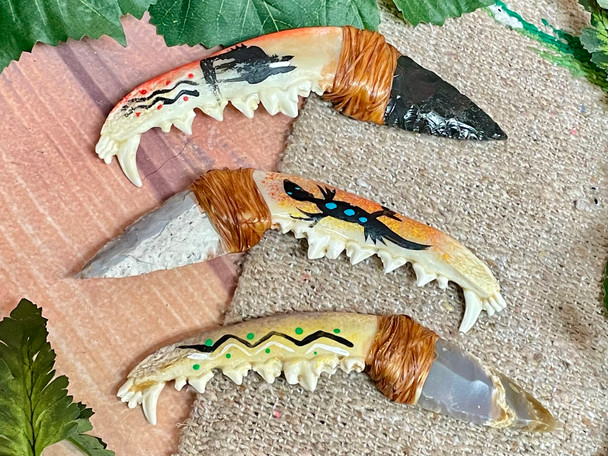 Navajo Stone Blade Jawbone Knife -Assorted