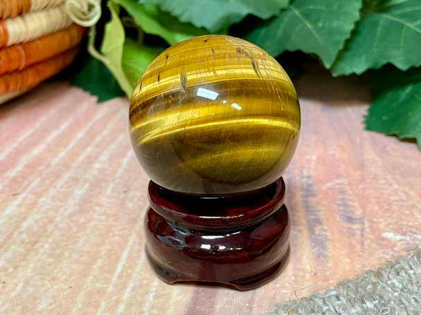 Natural Tigers Eye Ball with Stand