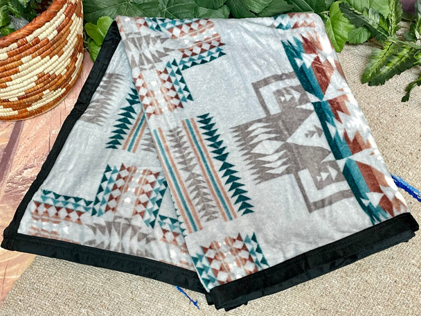 Native Inspired Throw Blanket-Grey