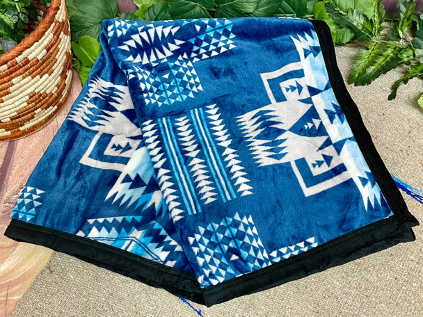 Native Inspired Throw Blanket-Navy