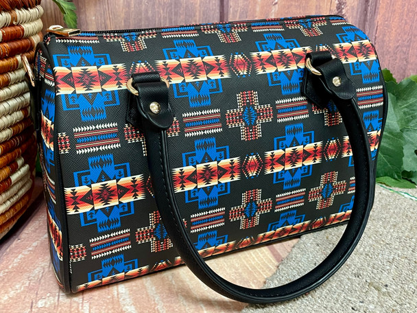 Southwestern Style Zippered Handbag 11"