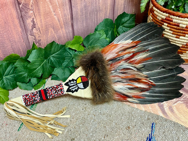 Creek Indian Beaded Dance Fan