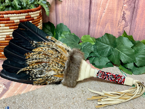 Creek Indian Beaded Prayer Fan