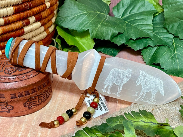 Etched Selenite Creek Indian Knife