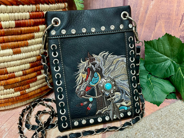 Embroidered Leather Crossbody