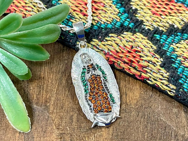 Sterling Silver Virgin of Guadalupe Necklace