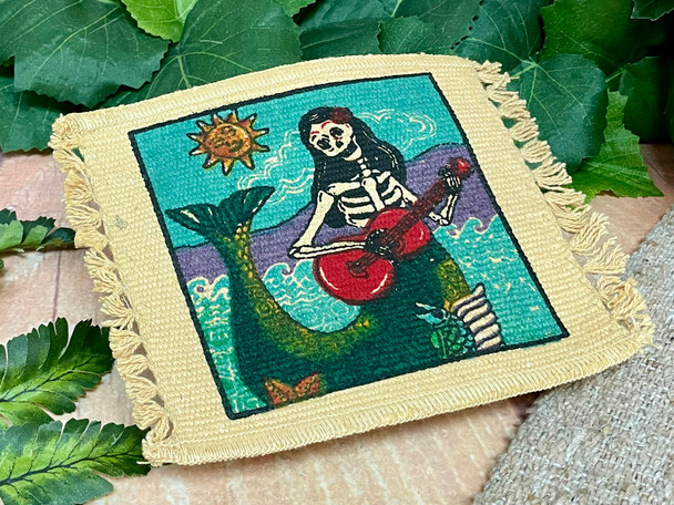 Cotton Coaster -Day of the Dead Mermaid