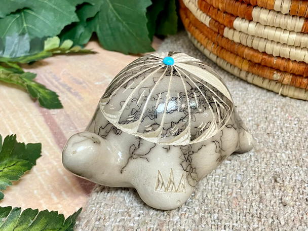 Navajo Etched Horsehair Pottery Turtle