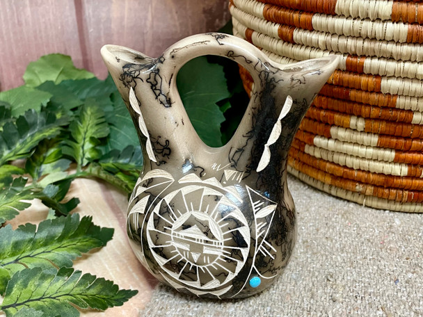 Navajo Horse Hair Pottery Wedding Vase