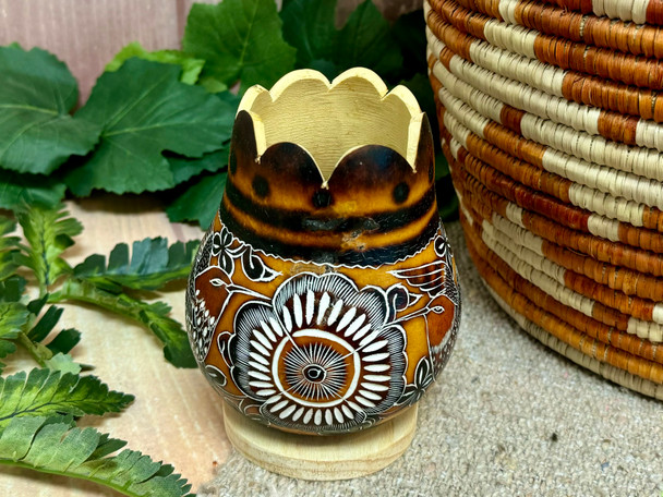 Andean Etched Gourd Vase