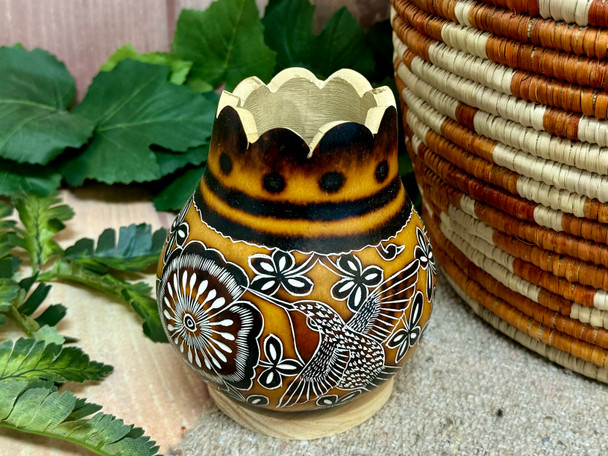 Andean Etched Gourd Vase