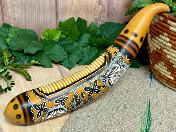 Hand Carved Andean Gourd Rain Stick