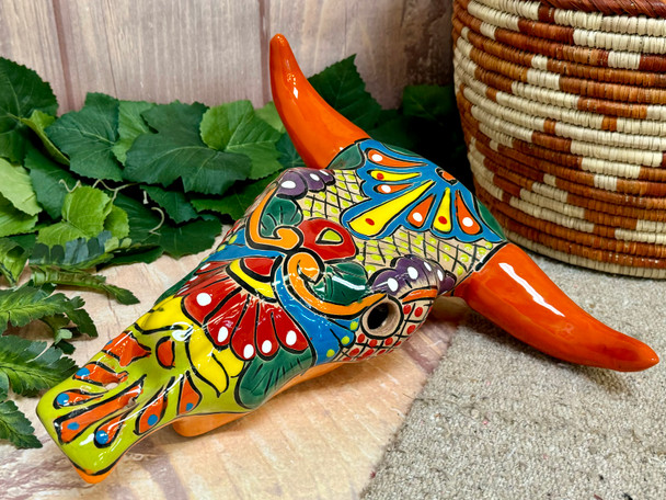 Mexican Talavera Steer Skull 12"