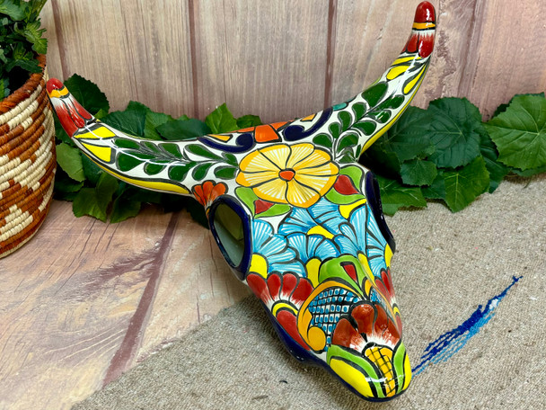 Mexican Talavera Steer Skull