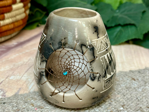 Navajo Horsehair Dreamcatcher Vase