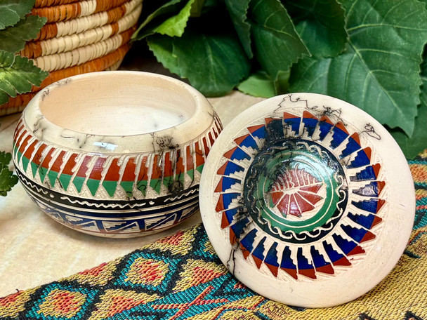 Navajo Etched Pottery Jewelry Box