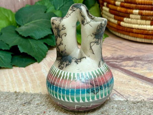 Navajo Etched Color Band Wedding Vase