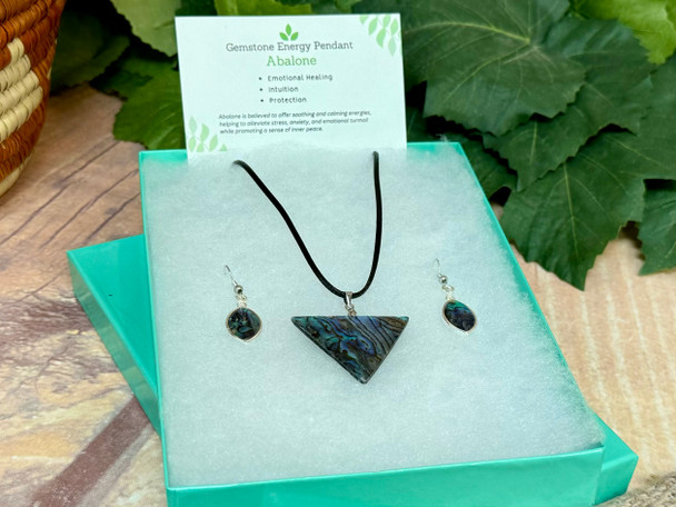 Abalone Pendant and Earring Set -Triangle