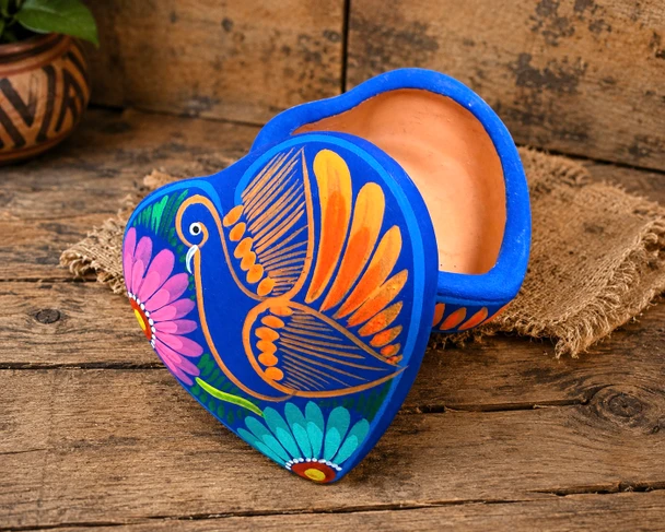 Hand Painted Clay Jewelry Box-Heart